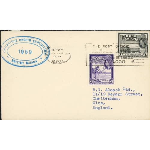 41 - CAMBRIDGE & OXFORD EXPEDITIONS: Range inc. 1959 env. to England franked Br. Guiana 4c + 1c with oval... 