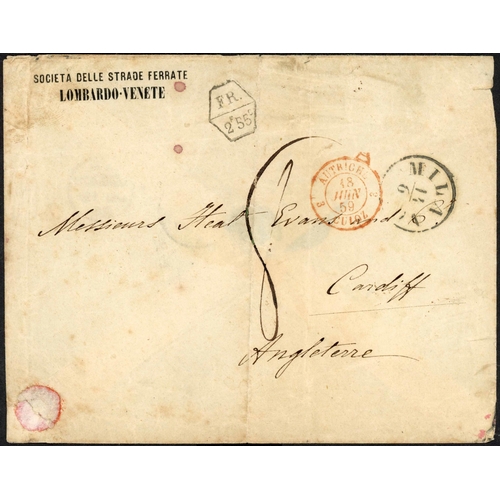 458 - 19th CENTURY FOREIGN MAIL; Range on leaves in binder with 1833 EL to London with s/l 