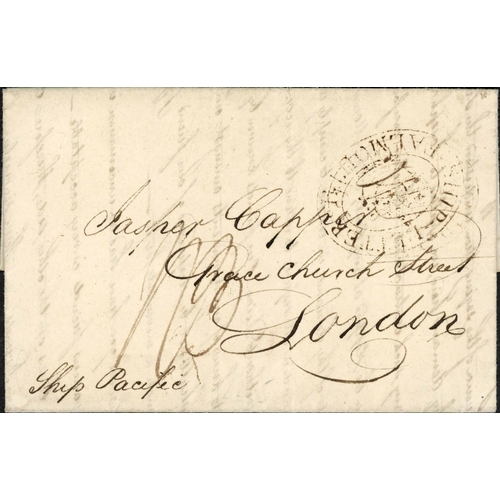 51 - FALMOUTH - OVAL SHIP LETTER HANDSTAMP: 21 Jan. 1809 EL ex Philadelphia to London with oval type 2a 