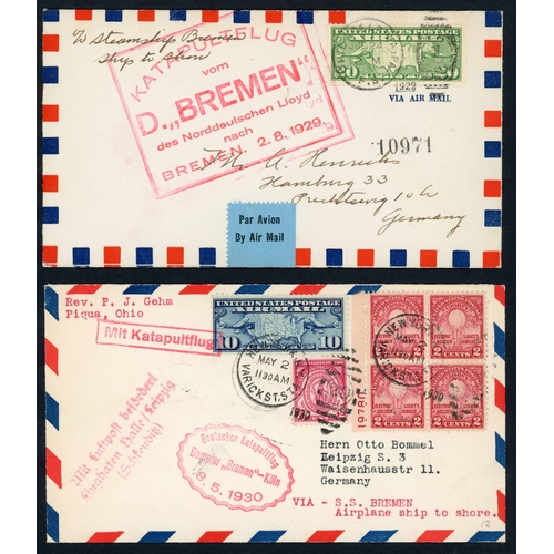 63 - NORTH ATLANTIC CATAPULT AIR MAIL SERVICE - SS BREMEN: 1929-35 exceptional display collection of cove... 