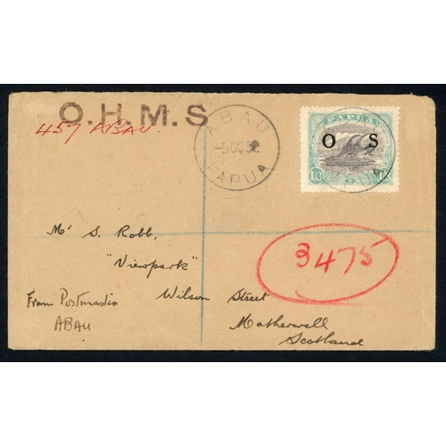 644 - 1931-32 A RARE REGISTERED COVER: 5 Oct. 1932 env. registered from the postmaster of Abau to Motherwe... 