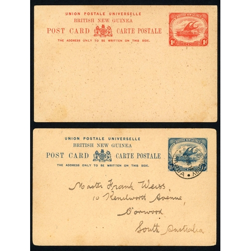 645 - POSTAL STATIONERY: 1901 1d postcards, two unused examples. 1½d postcards unused and used (small corn... 