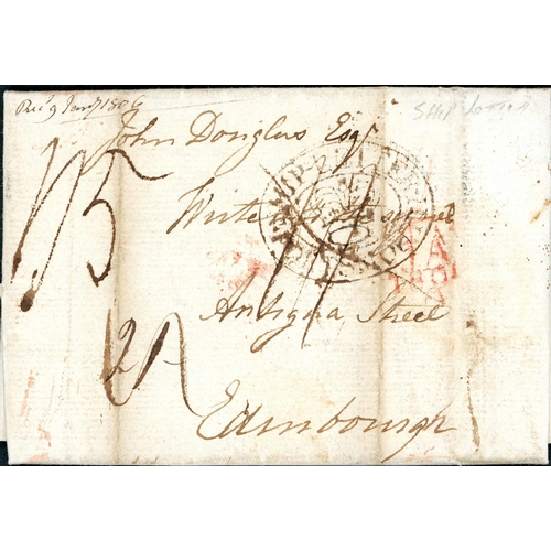 652 - 1805 VERY SCARCE SHIP LETTER TO SCOTLAND - 20 Oct. 1805 EL datelined Charlotte Town, to Edinburgh wi... 