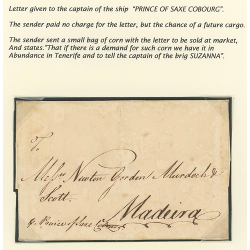 688 - TRIO OF EARLY TENERIFE TO MADEIRA COVERS: Includes 20 May 1809 EL posted at sea on the ship 