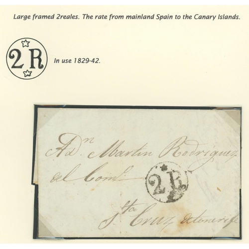 690 - 1828-45 LARGE, CIRCULAR CHARGE MARK GROUP: Quartet with 2 Jul. 1828 (very early usage) EL from Brist... 