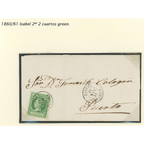 698 - TENERIFE, EARLY STAMPED MAIL: A rare trio of covers inc. 18 Oct. 1855 EL from Laguna to Seville bear... 