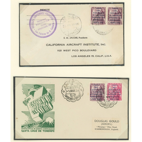 705 - 1950 GENERAL FRANCO'S VISIT TO CANARIES ISSUES ON COVER: Two covers, one to USA franked with pair of... 