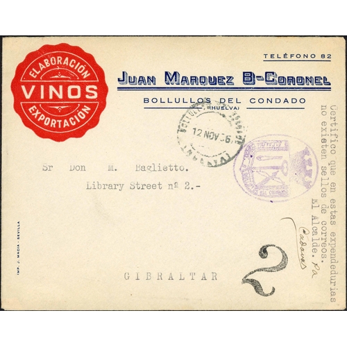 714 - CIVIL WAR PERIOD MAIL  - STAMPS UNAVAILABLE; Range on annotated leaves inc. 1936 censored advert. en... 