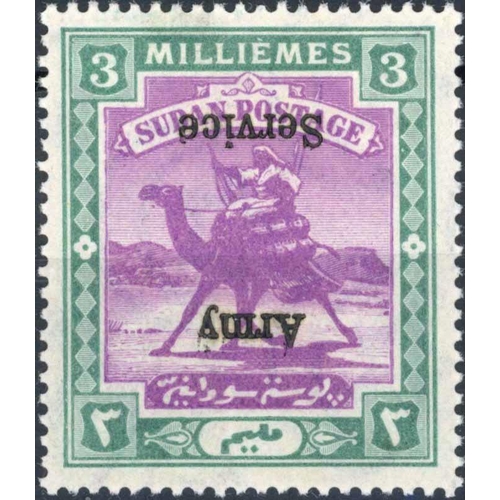 715 - ARMY SERVICE: 1906-11 3m mauve & green, unmounted mint example with inverted overprint variety. Slig... 