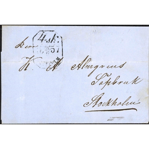 719 - 19th CENTURY PRE-STAMP MIXTURE; Range on annotated leaves inc. May 1814 EL (no address panel) signed... 