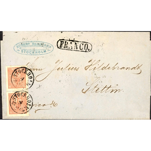 726 - THIRD ISSUE FRANKINGS TO NORTH GERMAN CONFEDERATION/GB; Quartet with Apr. 1868 EL to London endorsed... 