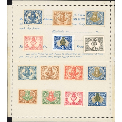 731 - 19th/20th CENTURY RANGE; Group on annotated leaves inc. 1887/89 Stockholm City Post St Eric design p... 