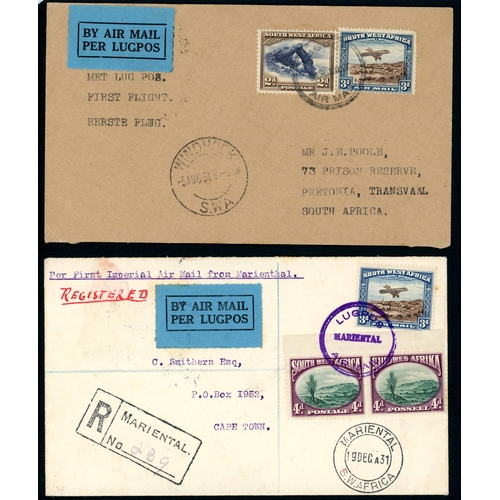 78 - IMPERIAL AIRWAYS - SOUTH WEST AFRICA INCLUDING SOME FEEDER FLIGHTS: 1931-37 envs./cards (27) carried... 