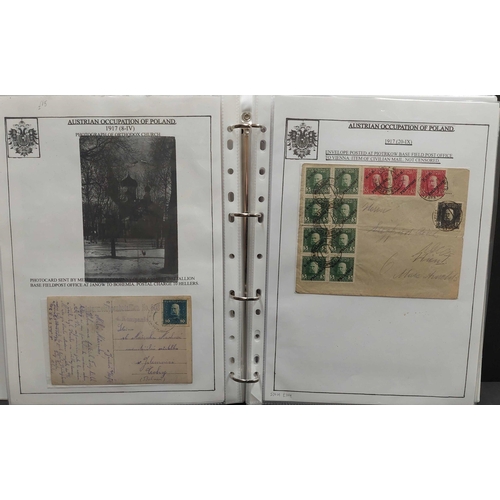 649 - WWI POLISH LEGION, AUSTRO-HUNGARIAN OCCUPATION OF RUSSIAN POLAND, ETC.: Binder with collection of Ci... 