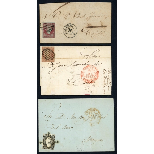 711 - EARLY IMPERF. COVER GROUP: Includes trio of 1850 items (a front and two wrappers) each with a single... 