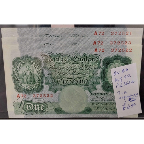 130 - ENGLISH BANKNOTE COLLECTION: Binder housing a selection of c.1914 to 1980s notes (signatures Bradbur... 