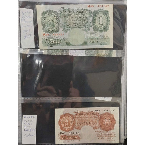 130 - ENGLISH BANKNOTE COLLECTION: Binder housing a selection of c.1914 to 1980s notes (signatures Bradbur... 