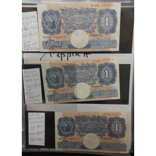 130 - ENGLISH BANKNOTE COLLECTION: Binder housing a selection of c.1914 to 1980s notes (signatures Bradbur... 