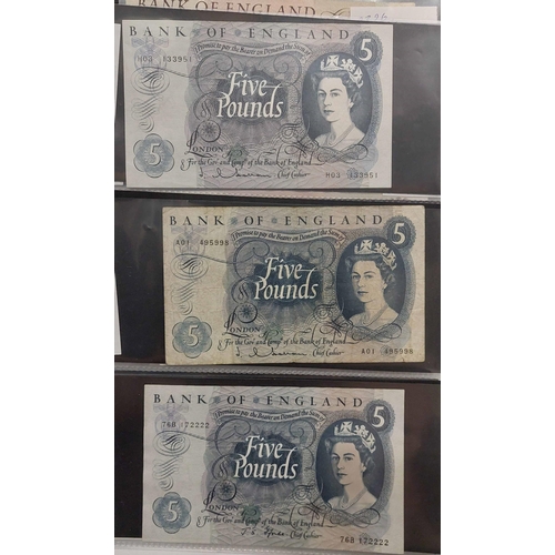 130 - ENGLISH BANKNOTE COLLECTION: Binder housing a selection of c.1914 to 1980s notes (signatures Bradbur... 