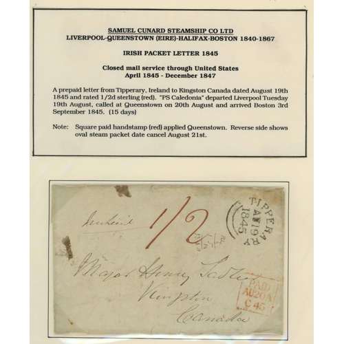 245 - PRE-STAMP CANADIAN TRANSATLANTIC MAIL TO G.B.: An album containing a collection mounted on pages of ... 