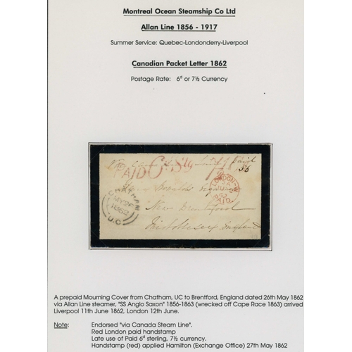 247 - ALLAN LINE - MONTREAL OCEAN STEAMSHIP COMPANY: An album containing an 1856-1911 collection of mail c... 