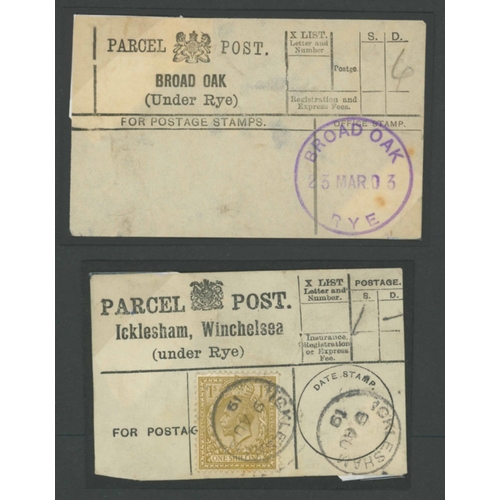 RYE & AREA: 1891-1920 range mounted on pages (3 labels with stamps ...