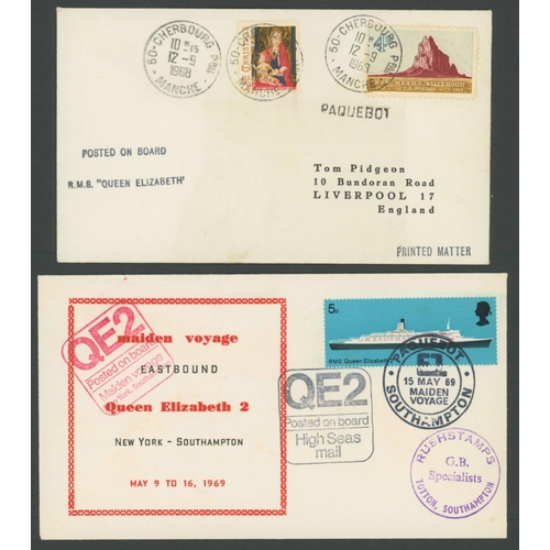 47 - 20th CENTURY CUNARD MAIL; Range partly on leaves in six binders housed in a carton inc. 1910 PPC to ... 