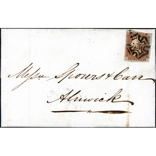 1000 - PLATE 5 - PB - REPAIRED IMPRESSION, MATCHED IN RED - two four margin 1d blacks in state 1, with larg... 