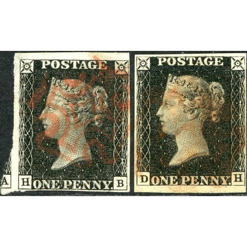 1021 - PLATE 6 - DH & HB - each with four close to large margins and red MX. (2)