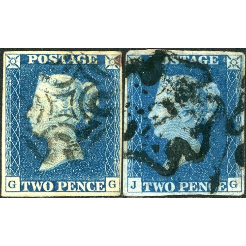 1065 - PLATES 1 & 2 - both with four margins, GG plate 1 near fine with a small stain at top right; and JG ... 