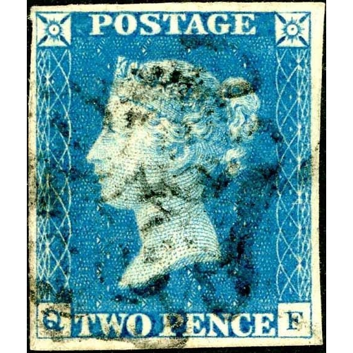 1068 - PLATE 1 - QF - pale blue shade, four margins and black MX cancels.