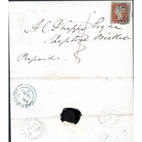 1085 - 1842-51 GROUP OF COVERS - on pages, inc. Apr. 1842 EL London to Rye with two 1d reds, four margins/t... 