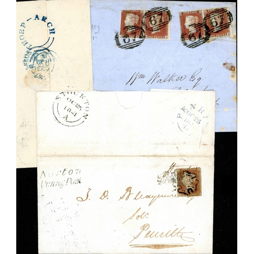 1087 - 1841-50s YORKSHIRE GROUP OF COVERS - mostly MX cancelled, inc. 1841 part E to York with three margin... 