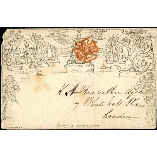 1103 - PLATE 26 - MH - ON PRESTON BLUE CROSS COVER - Oct. 1843 EL to Sligo with three margin 1d red tied by... 