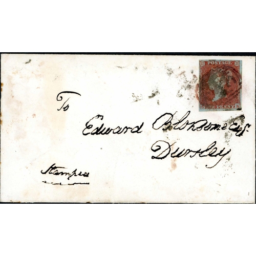 1127 - PLATE 139 - SK - ON COVER WITH RED & BLACK MIXED INK CANCEL - 20 Jan. 1853 env. to DURSLEY (cds on t... 