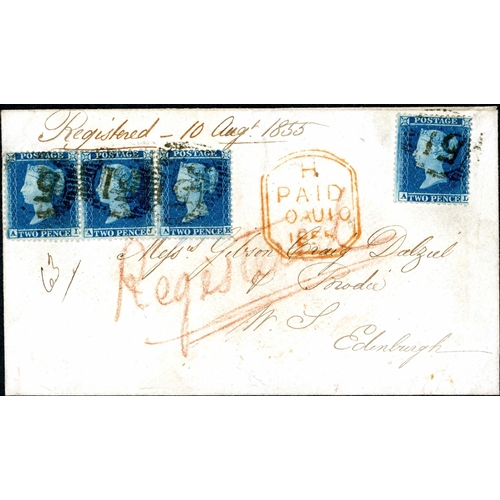 1153 - PLATE 5 LC14 - AI-AL - ON REGISTERED COVER - 10 Aug. 1855 env. (light filing creases) sent reg. to E... 