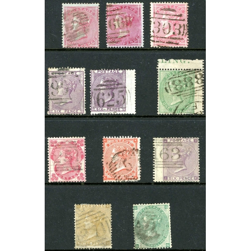 1197 - 1855-67 MOSTLY FINE USED SELECTION - 1855-57 4d rose one of each garter wmk, 1856 6d lilac (2) & 1/-... 