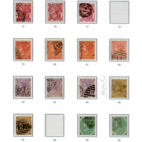 1198 - 1862-64 RANGE OF USED VALUES - on a page, 3d rose plate 2 (3), 4d red plates 3 (2) and 4 (2), 6d lil... 