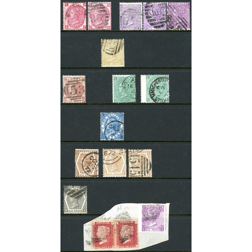 1205 - 1867-80 USED SELECTION - 3d rose plate 8 (2), 6d lila/mauve plates 6, 8 (2) and 9 (on piece with 1d ... 