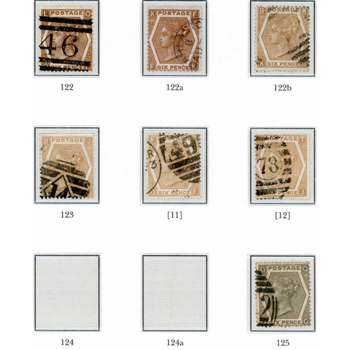 1209 - 1872-72 6d CHESTNUT/GREY RANGE - 6d chestnut/buff (shades) plate 11 (5), and plate 12; plus 6d grey ... 