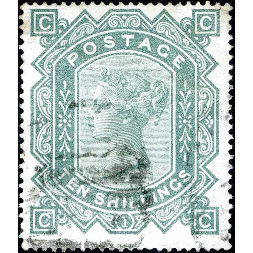 1217 - 1878 £1 GREENISH GREY WMK MALTESE CROSS - lightly cancelled, a couple of creases on the back are dif... 