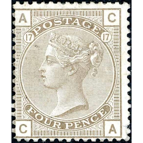 1226 - 1880 4d GREY-BROWN PLATE 17 WMK GARTER MINT - small part gum and minor imperfections. SG154 £2800.