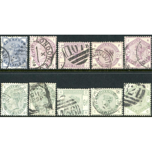 1227 - 1880-1900 USED SELECTION - inc. 2½d blue plates 22 (2) & 23, 4d grey-brown plate 18 (2), 6d grey pla... 