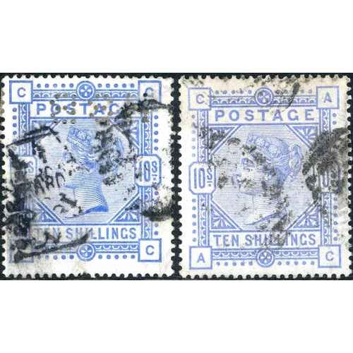 1232 - 1883 HIGH VALUES GROUP - 2/6 lilac (5), 5/- rose (4), and 10/- ultramarine (2, inc. with perfin). Go... 