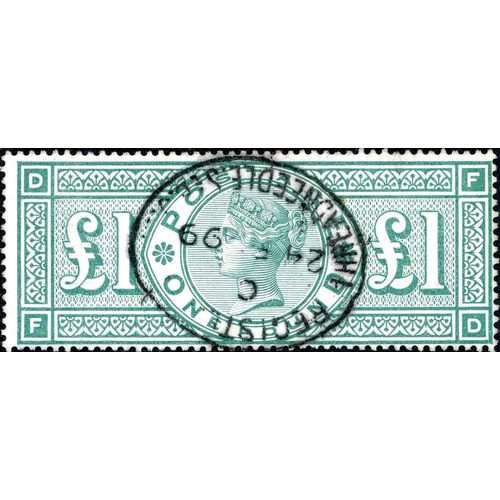 1243 - 1891 £1 GREEN - fine used with neat oval cancel. SG212 £800.