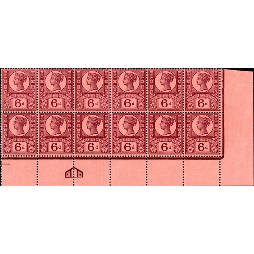 1261 - 6d PURPLE/ROSE MINT CORNER BLOCK OF TWELVE - fine with just one unit mounted, lower right corner wit... 