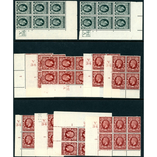 1329 - PHOTOGRAVURE SELECTION OF CYLINDER BLOCKS ON HAGNERS - ½d green (4, inc. X35 & Y36 each cyl. 41); 2d... 