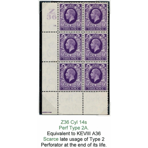 1335 - 2d ORANGE, 2½d ULTRA, 3d VIOLET & 4d GREY-GREEN PHOTO. CYLINDER BLOCKS ON PAGES - 2d (15, inc. A37 c... 