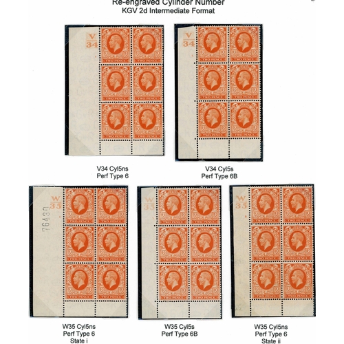 1335 - 2d ORANGE, 2½d ULTRA, 3d VIOLET & 4d GREY-GREEN PHOTO. CYLINDER BLOCKS ON PAGES - 2d (15, inc. A37 c... 