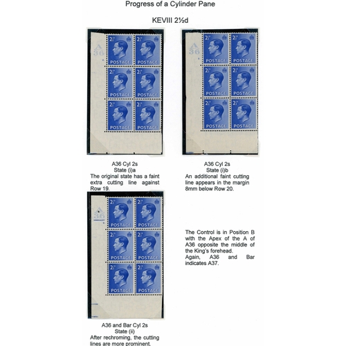 1346 - 1d SCARLET & 2½d BLUE CYLINDER BLOCKS - inc. 1d A37 14 dot & no dot pair, SG £250 both unmounted; an... 